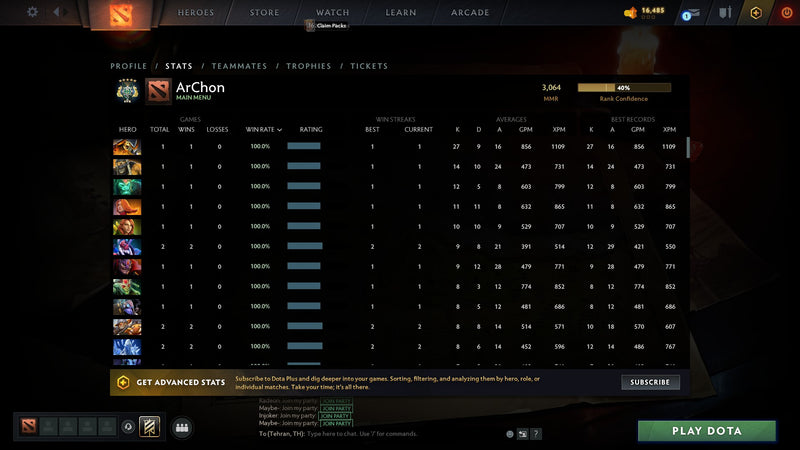 Archon V | MMR: 3064 - Behavior: 10000