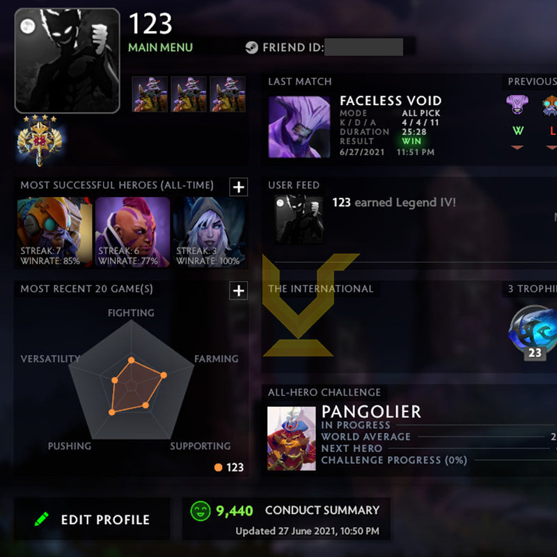 Legend IV | MMR: 3600 - Behavior: 9440