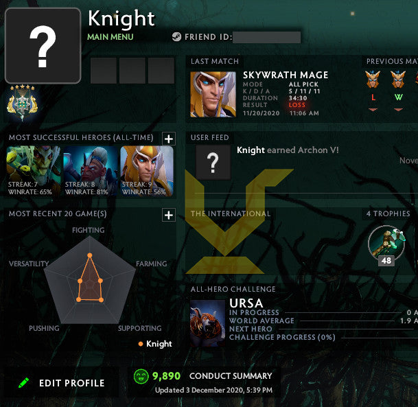 Archon V | MMR : 2930 - Behavior : 9890