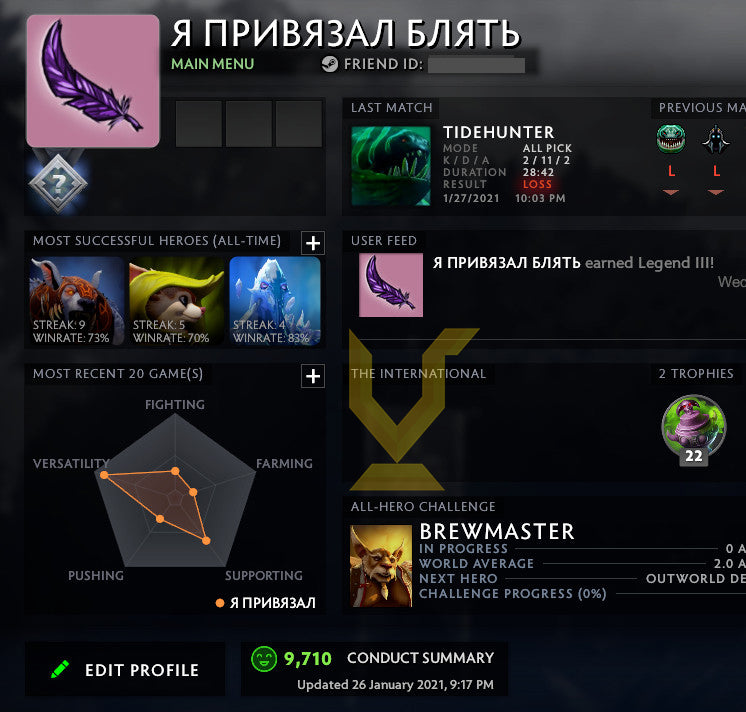 Not Calibrated | MMR : TBD - Behavior : 9710