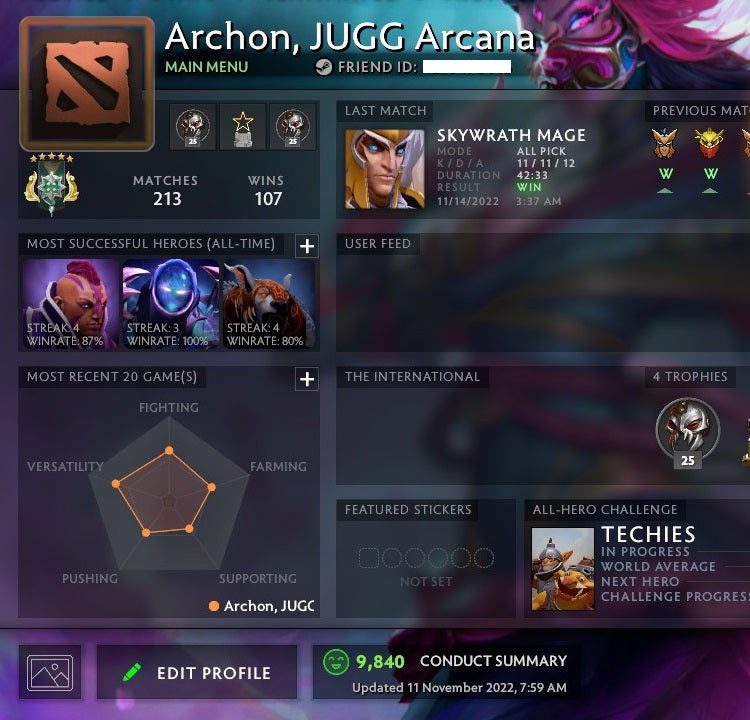 Archon V  MMR: 3043 - Behavior: 9940 - Communication: 10391 – VikingDOTA