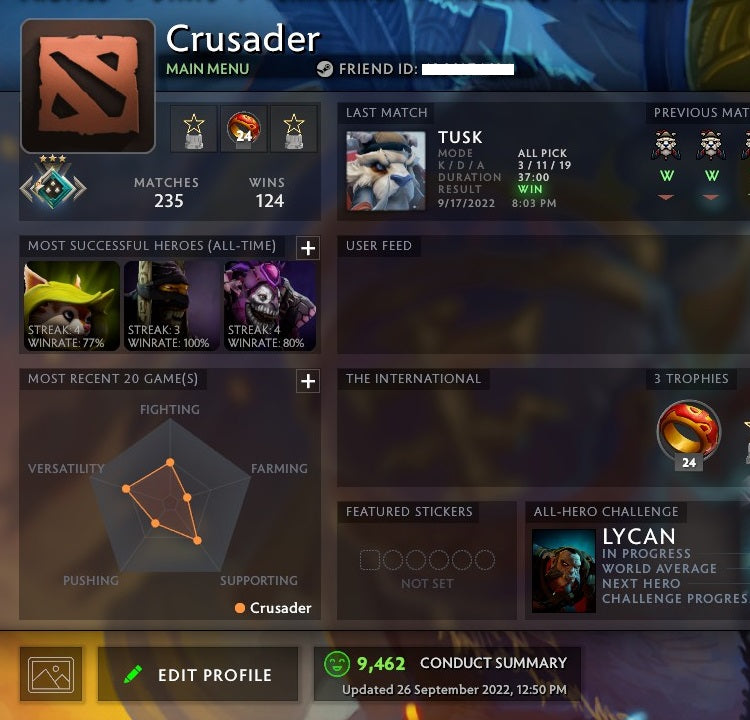 Crusader III | MMR: 1890 - Behavior: 9462