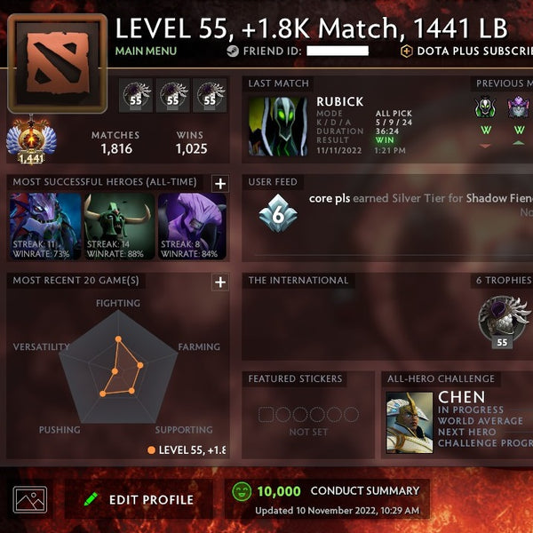 Immortal [Leaderboard]  MMR: 7034 - Behavior: 10000 – VikingDOTA