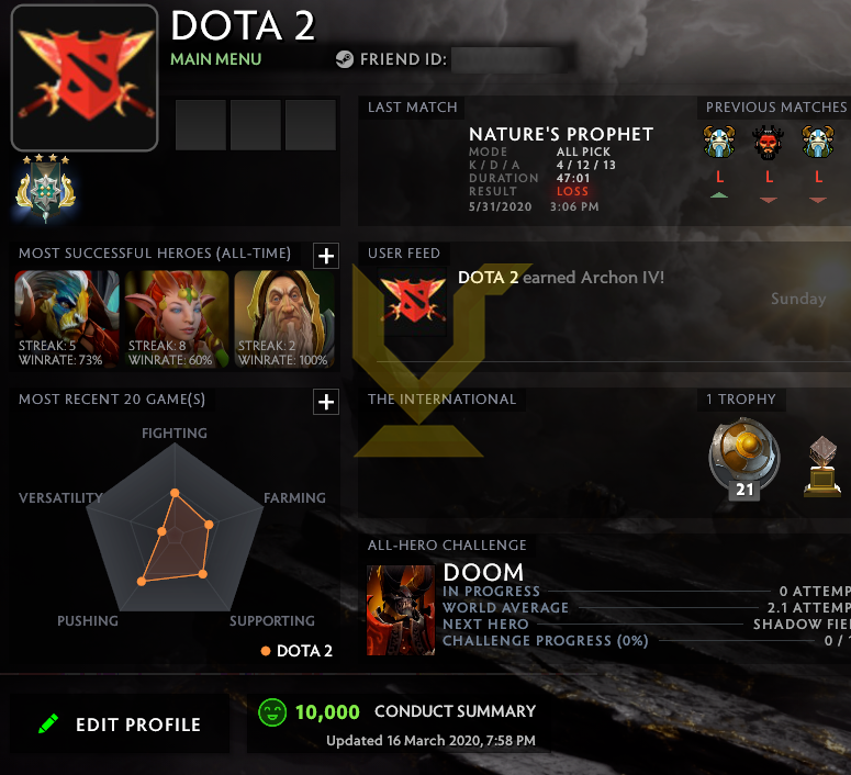 Archon V  MMR: 3043 - Behavior: 9940 - Communication: 10391 – VikingDOTA