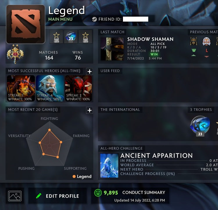 Legend II | MMR: 3330 - Behavior: 9895