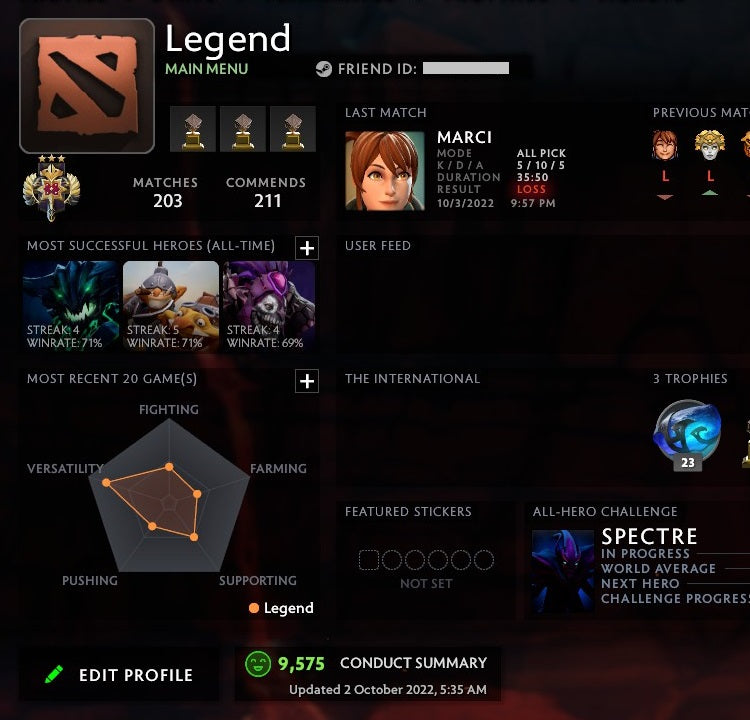 Legend III | MMR: 3370 - Behavior: 9575