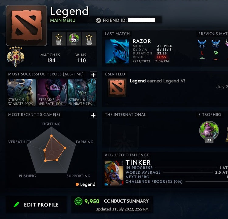 Legend V | MMR: 3810 - Behavior: 9950