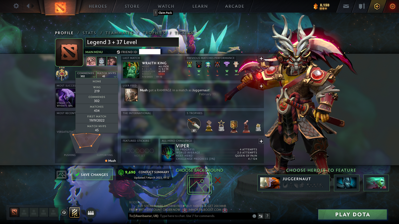 Legend III | MMR: 3280 - Behavior: 9690