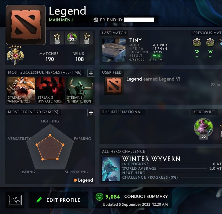 Legend V | MMR: 3840 - Behavior: 9084