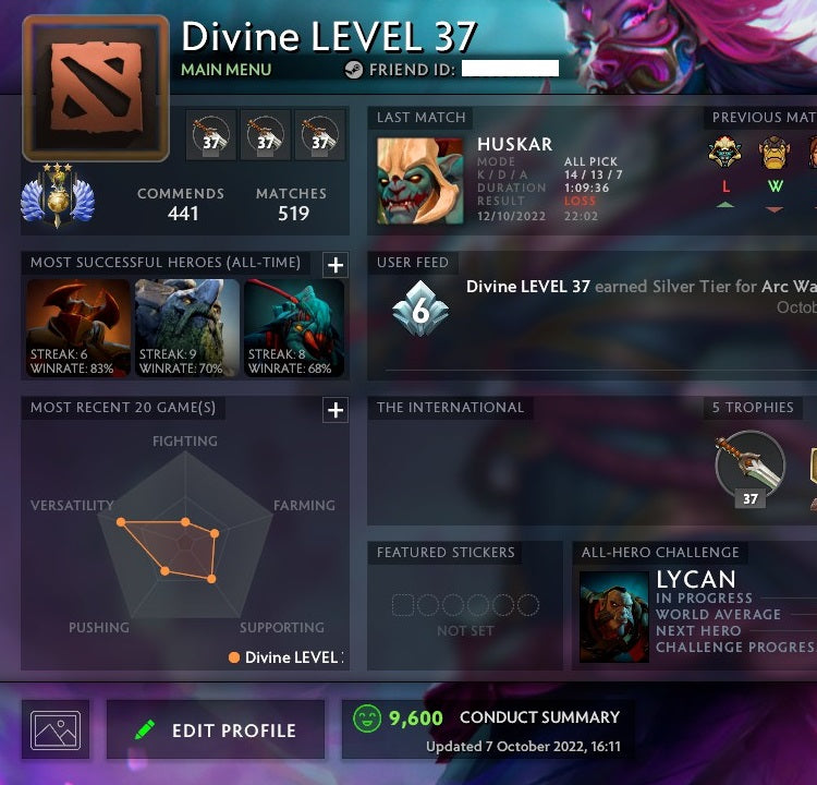 Divine III | MMR: 4960 - Behavior: 9600