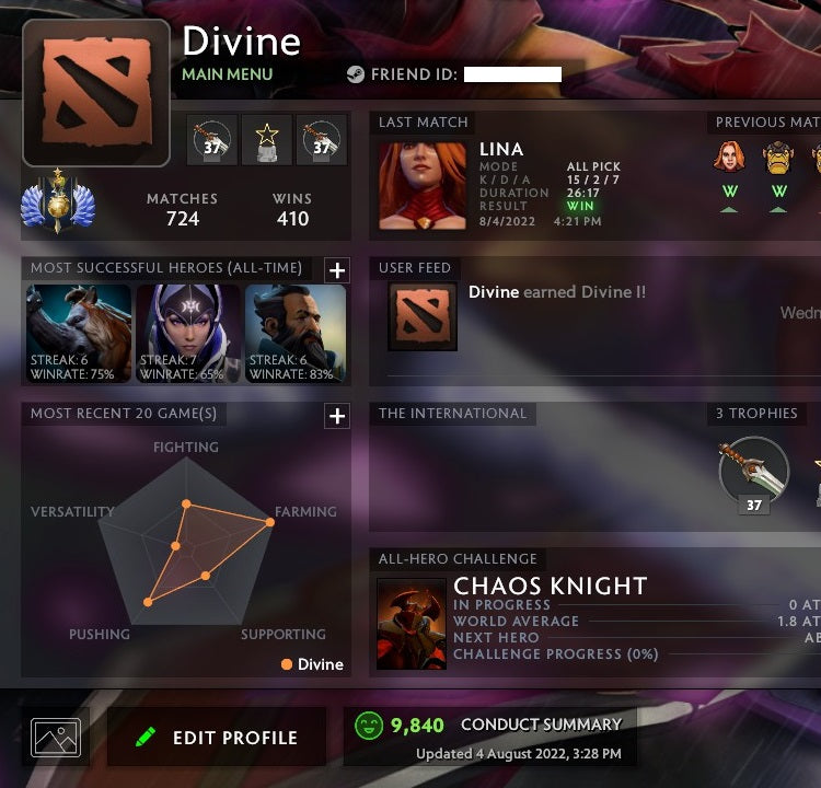 Divin I | MMR : 4820 - Comportement : 9840 