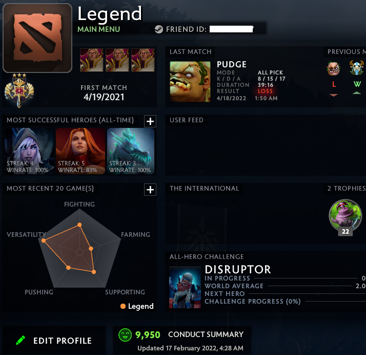 Legend III | MMR: 3350 - Behavior: 9950