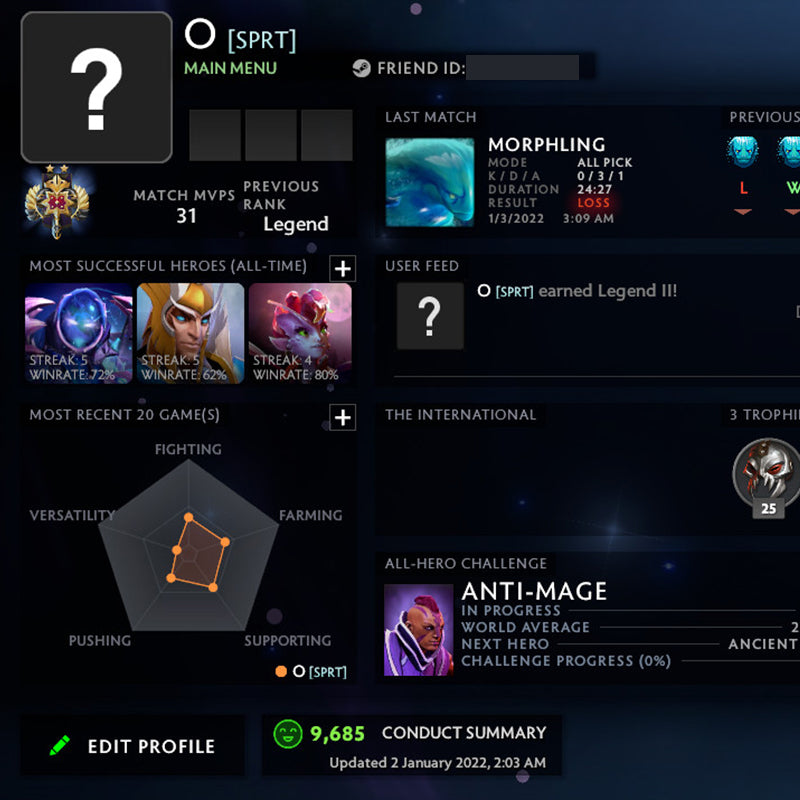 Legend II |  MMR: 3125 - Behavior: 9685