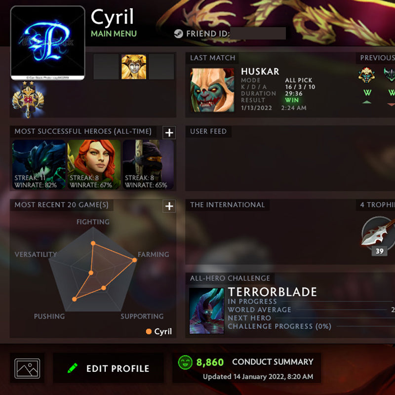 Legend II | MMR: 3310 - Behavior: 8860